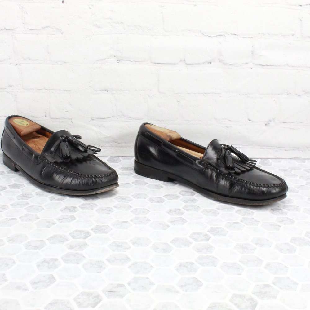 Cole Haan Black Leather Kilt Tassel Loafers Slip-on Dress Shoes Size 10 D - Picture 3 of 8